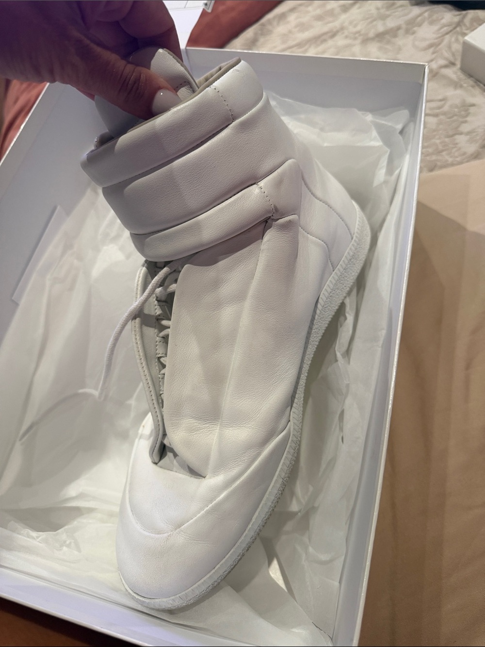 Maison Martin Margiela men’s white worn once Lace-Up Padded High-Top Boot size 4 - Picture 2 of 7